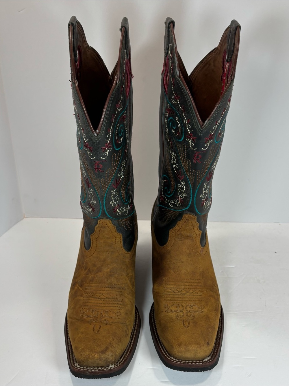 Tony Lama Women’s Embroidered Western Boots Sz 7.5 B Boho Leather Colorful 2025L - Picture 8 of 13